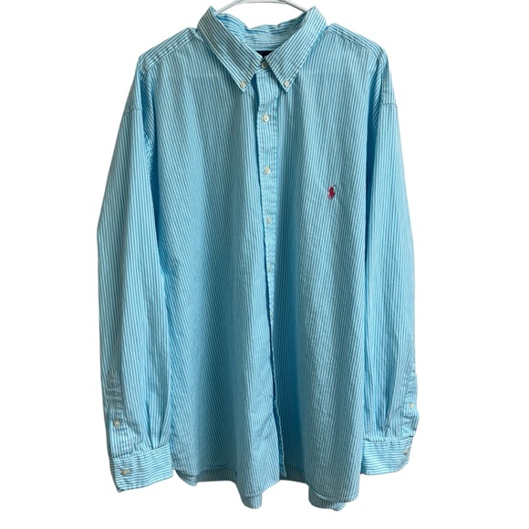 Ralph Lauren Other - Ralph Lauren Men Sz 3XB Blue White Stripe Pink Pony Classic Fit Button Down Vntg